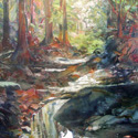 Rainy Rainforest 1, 4 x 5 feet, watercolor on canvas