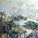 Saba's Fairy Tale Forest, 120 x 150 cm, 4 x 5 feet, watercolor on canvas