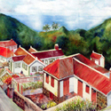 Windwardside, 20 x 30 inches, watercolor on canvas