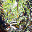 Rainy Rainforest 2, 2 x 3 feet, watercolor on canvas
