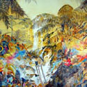 Rainforest Saba, DWI,  48 x 72 inches, watercolor on canvas