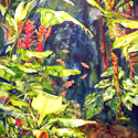 Heliconia 4, 46 x 60 inches, watercolor on Canvas
