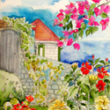 Stella's Garden, 14 x 18 inches, watercolor on canvas